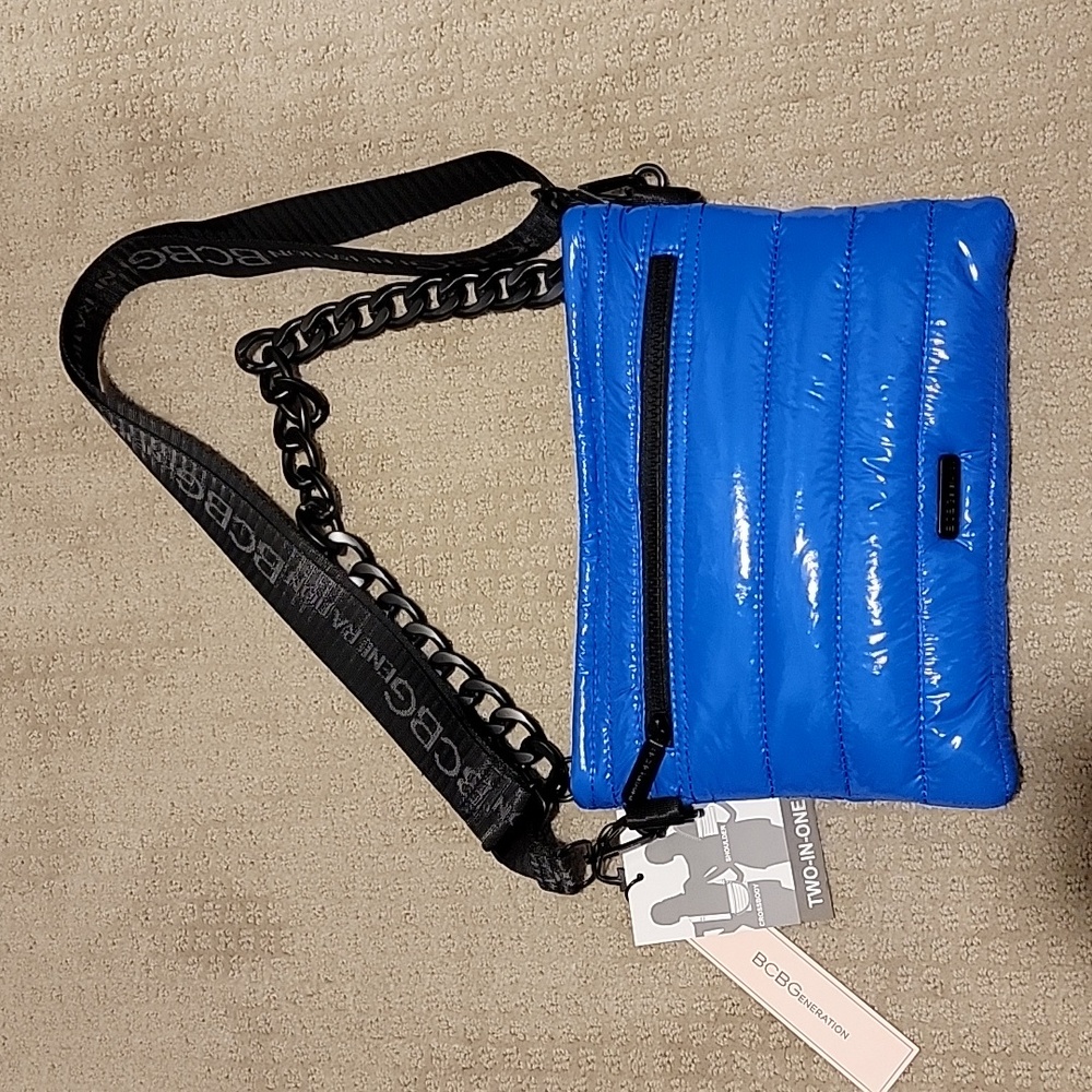 NWT BCBGeneration 2 in 1 Crossbody Puffer Bag, Blue